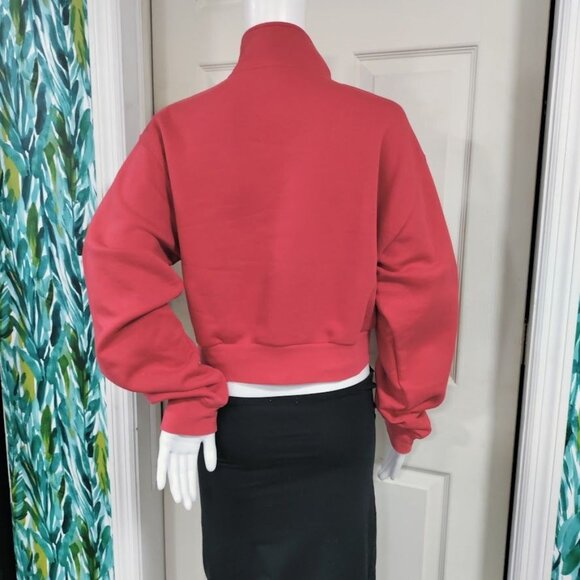 Tna Airy fFleece Perfect 1/4 Zip Mock Neck Oversized Cropped Sweatshirt Red M - Picture 6 of 12